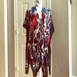 One Size Fits All Flower Print Kimono/Wrap
